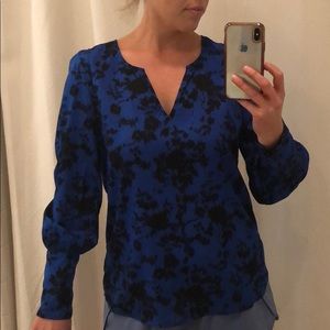 Saks Off Fifth Cobalt and Black Blouse